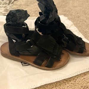 Naturino black suede  fringe sandals size 23 7.5 toddler